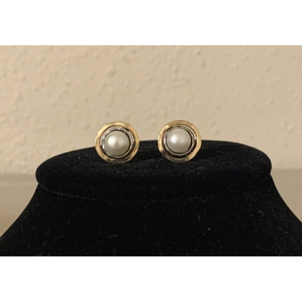 PZ Israel Sterling Silver Pearl Earrings 925 Gold Vermeil